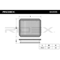 Air Filter RIDEX 8A0035 for VAUXHALL 5834040
