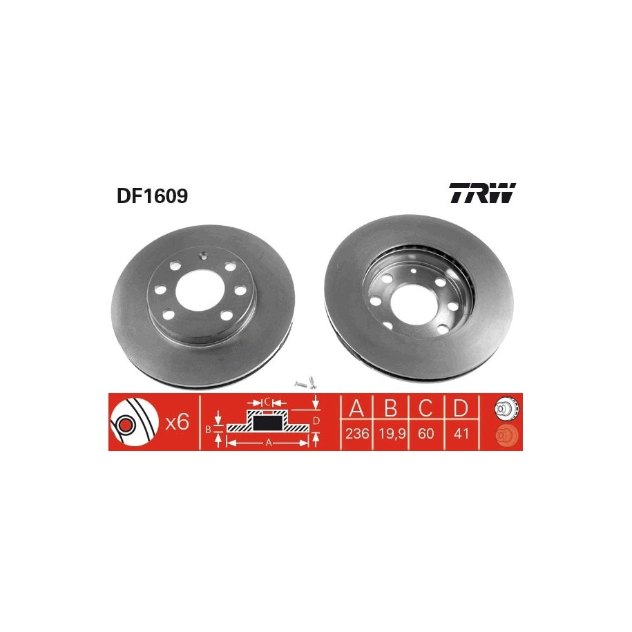 TRW Brake Disc DF1609 for BEDFORD