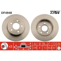 TRW Brake Disc DF4948 for MERCEDES C-CLASS OE A000423131207