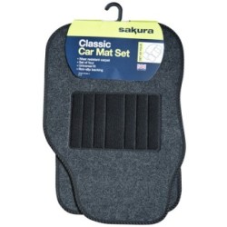 SAKURA - BUDGET UNIVERSAL CARPET MAT SET (GREY/BLACK)