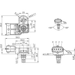 Boost Pressure Sensor BOSCH 0281006076 for AGRALE