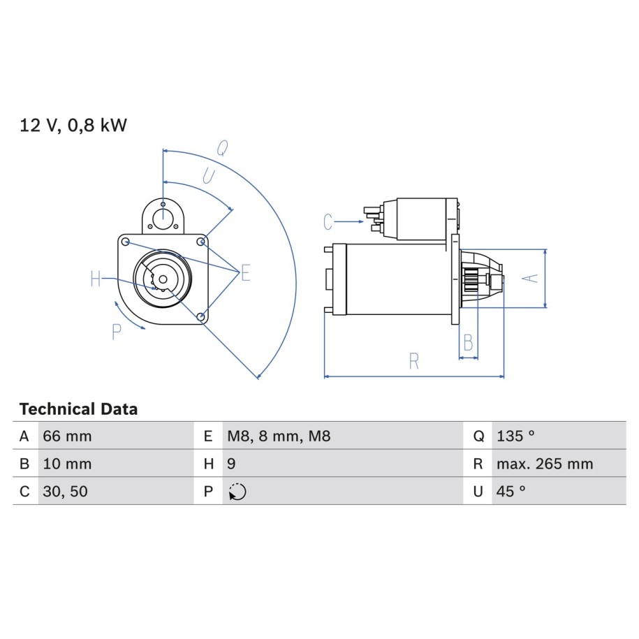 Starter Motor BOSCH 0986011830 for RENAULT OE 7700572689