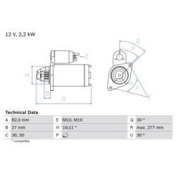 Starter Motor BOSCH 0986014660 for DAEWOO