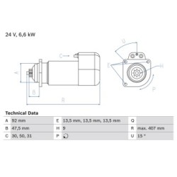Starter Motor BOSCH 0986016520 for MAN
