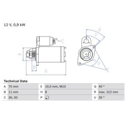 Starter Motor BOSCH 0986016730 for NISSAN CUBE