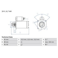 Starter Motor BOSCH 0986017760 for SCANIA 4 OE 1357709