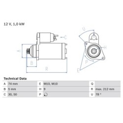 Starter Motor BOSCH 0986018701 for TOYOTA OE 2810011100