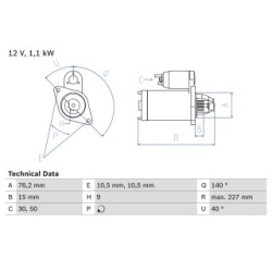 Starter Motor BOSCH 0986019040 OE 58401940
