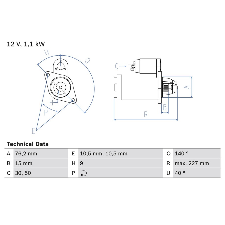 Starter Motor BOSCH 0986019040 OE 58401940