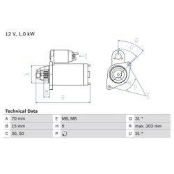 Starter Motor BOSCH 0986019940 for SMART CABRIO