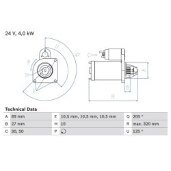 Starter Motor BOSCH 0986021190 for DAF CF