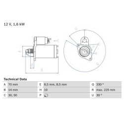 Starter Motor BOSCH 0986021260 for MERCEDES A-CLASS