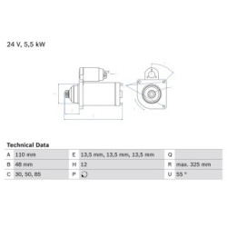Starter Motor BOSCH 0986022260 for DAF