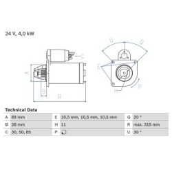 Starter Motor BOSCH 0986023200 for MAN