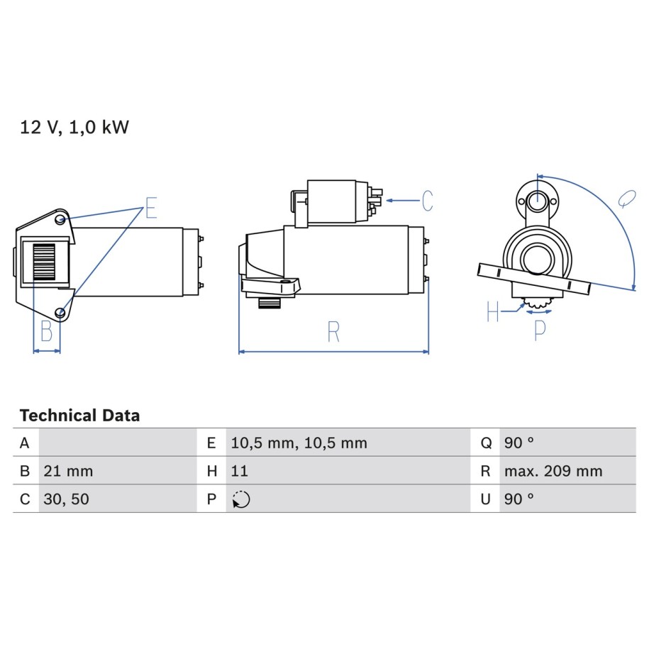 Starter Motor BOSCH 0986023610 for MAZDA 3