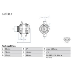 Alternator BOSCH 0986049980 for FORD OE 1145715