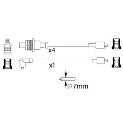 Ignition Cable Kit BOSCH 0986357128 for PEUGEOT OE 5967K7