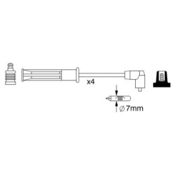 Ignition Cable Kit BOSCH 0986357253 for RENAULT CLIO