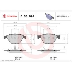 Brake Pad Set BREMBO P06046 for BMW