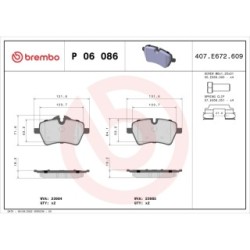 Brake Pad Set BREMBO P06086 for MINI MINI