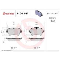 Brake Pad Set BREMBO P06092 for BMW