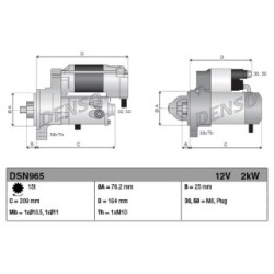 Starter Motor DENSO DSN965 for AUDI