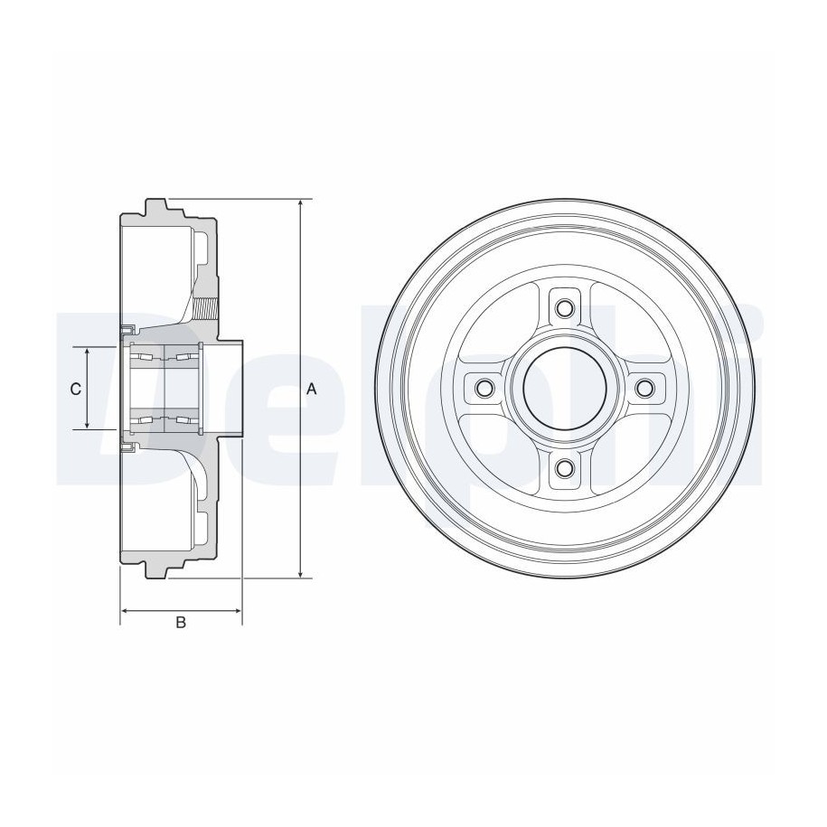 Brake Drum DELPHI BFR626 for RENAULT CLIO OE 432002176R