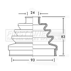 Cv Joint Boot Kit FIRST LINE FCB2278 for SAAB 9000