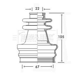Cv Joint Boot Kit BORG & BECK BCB2417 for MG