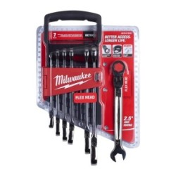 Milwaukee MAX BITE metric flexible head ratcheting combination spanner set 4932478557 (Spanners Sets) Pack Qty 7