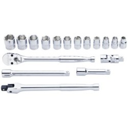Carlyle Hand Tools 3/8 Drive 6PT Socket Set SS38017M (Socket Sets) Pack Qty 17 Piece Set