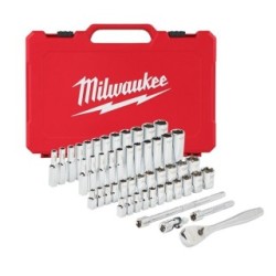 Milwaukee Metric & Imperial Ratchet + Socket Set 4932464944 (Socket Sets) Drive 1/4"