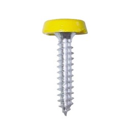 Number Plate Plastic Top Screw - Pack Of 2 WOT-NOTS PWN630 (SelfTap Screw & Cap) Colour Yellow