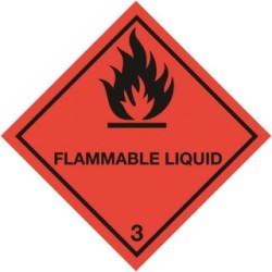 Class 3 Flammable Liquid Warning Diamond - Self Adhesive Vinyl - 100mm x 100mm SIGNS & LABELS FC35AS (Hazard Warning Diamonds)