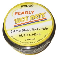 Wiring Cable Twin 5A x 3m Red/Black WOT-NOTS PWN693 (Mains Cable Wiring)