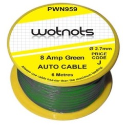 Wiring Cable Reel 8 Amp Green 6M WOT-NOTS PWN959 (Mains Cable Wiring)