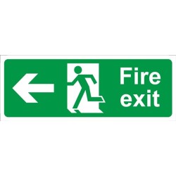 Fire Exit Arrow Left - Self Adhesive Vinyl - 150mm x 400mm CASTLE PROMOTIONS SS011SA (Safe Condition Signs)