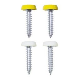 Number Plate Plastic Top Screws - White & Yellow - Pack Of 4 WOT-NOTS PWN566 (SelfTap Screw & Cap)