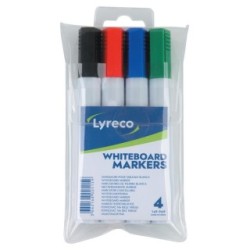 Bullet Tip Whiteboard Markers - Assorted - Wallet of 4 LYRECO 149969
