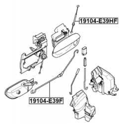 Cable Pull Door Release - FEBEST 19104E39HF