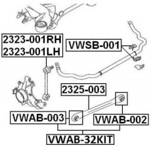 Mounting Control Trailing Arm - FEBEST VWAB32KIT