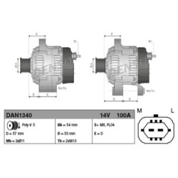 Alternator DENSO DAN1340 for VAUXHALL OE 13222930