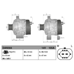 Alternator DENSO DAN584 for VAUXHALL CORSA MERIVA CORSAVAN