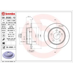 Brake Disc BREMBO 08.9580.11 for MERCEDES A-CLASS, B-CLASS