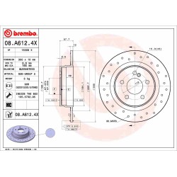 Brake Disc BREMBO 08.A612.4X for MERCEDES C-CLASS, E-CLASS