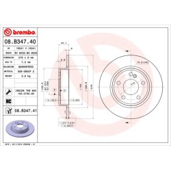 Brake Disc BREMBO 08.B347.41 for MERCEDES A-CLASS, B-CLASS, CLA