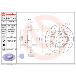 Brake Disc BREMBO 08.B347.4X for MERCEDES A-CLASS, B-CLASS, CLA