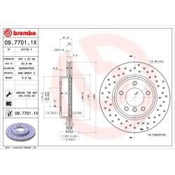 Brake Disc BREMBO 09.7701.1X for BMW 3, Z3, Z4 OE 34111164539