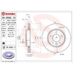 Brake Disc BREMBO 09.9582.11 for VW OE 7E0615601D