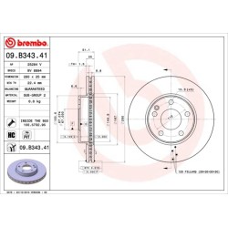 Brake Disc BREMBO 09.B343.41 for MERCEDES A-CLASS, B-CLASS, CLA